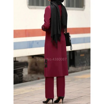 2vnt Musulmonų Eid Mados Tradicinių Musulmonų Ramadano Moterų Kelnes Nustatyti Dubajus Elegantiškas turkijos Abaja Suknelė Šalis China Ilgas Megztinis