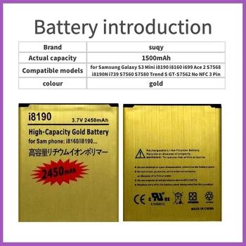 Suqy EB-L1M7FLU Baterijos Samsung Galaxy S3 Mini S3Mini GT-I8190 I8190 I8190N GT-i8200 I8200 Bateria Mobiliojo Telefono Baterijas