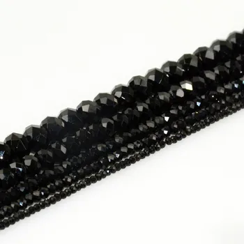 Ryškios Kokybės Pjovimo Natūralus Juodas Spinel Briaunotas Prarasti Rondell Karoliukai 2x1.5mm,3x2mm,4x2mm