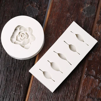 2VNT/KOMPLEKTAS 3D gėlės sultingi augalų lapai silikono formos minkštas pelėsių Žiedlapis augalai tortas Dekoravimo įrankis Molio Dervos kepimo skardas