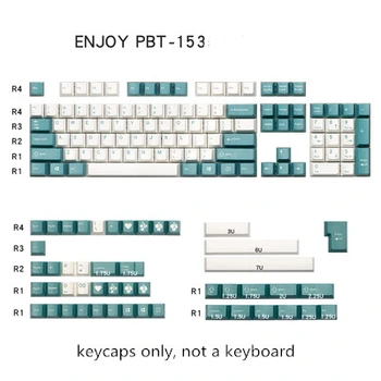 153 klavišus/set enjoypbt ABS double shot keycap žalia balta spalva, mechaninė klaviatūros klavišą, dangteliai, MX jungikliai Vyšnių profilis