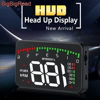 BigBigRoad Automobilių Hud Ekranas Prekinis, Galinis Stiklo Projektorius Greičio Viršijimo Įspėjimas Blizgesį H220 H230 H3 H320 H330 H530 V3 V5 V6 V7