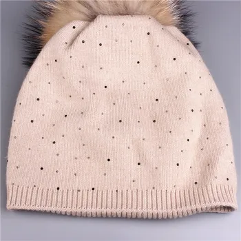 [Xthree] 2017 naujas žiemos megzta kepurė moterims šiltas vilnos kepuraitė skrybėlė mergina nekilnojamojo Meškėnas kailių pp pp storio moteriška kepurė