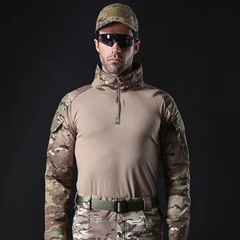 JLETOLI Armijos Kempingas, Žygiai Marškinėliai Vyrams Karių Kovoti su Tactical Marškiniai Karinių Pajėgų Kamufliažas Long Sleeve T Marškiniai Plius Dydis