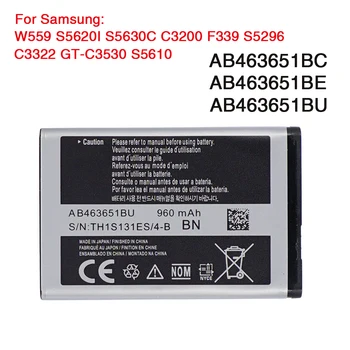 Originalus Baterijos AB463651BU Samsung W559 S5620I S5630C S5560C C3370 C3200 C3518 J808 F339 S5296 C3322 L708E S5610 960mAh