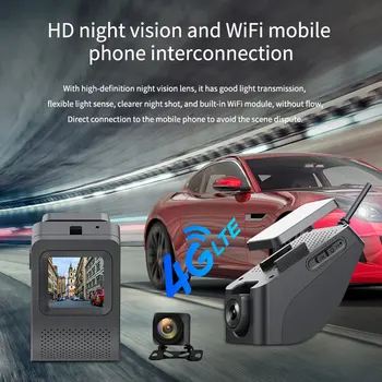 4G WiFi Vairavimo Recorder Car DVR GPS Dual Brūkšnys Kamera HD 1080P Brūkšnys Cam Vaizdo įrašymo 24 valandų Naktinio Matymo Nuotolinio Stebėti