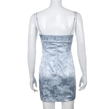 Gėlių Spausdinti Moterų Mini Suknelė Elegantiškas V Kaklo Seksualus Šalies Komplektus Spageti Dirželis Bodycon Vasaros Suknelė Moterų Vestidos