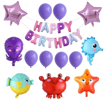 26pcs/set Hipokampo Puffer žuvis ryklys žvaigždė folija helio balionai Jūrų gyvybės globos vandenyno gyvūnų tema šalies vaikams, gimtadienis
