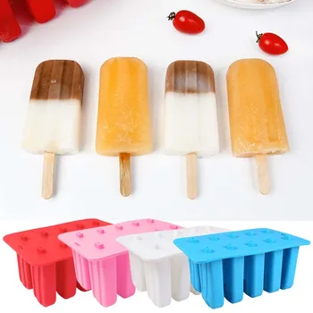10 Ląstelių Vaikystės Silikono Ledų Kubelių Dėklas Su Dangčiu Popsicle Formų Daugkartinio Naudojimo Lolly Pop Užšaldyti Pelėsių Visos Virtuvės Įrankiai