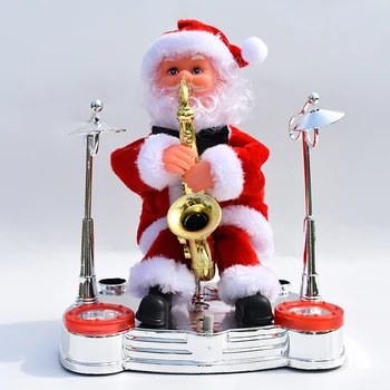 Elektros Kalėdų Santa Claus Orkestras Lėlės Kalėdų Muzikos Saksofonas Žaislai Vaikams, Nauji Metai, Kalėdos Dovanas