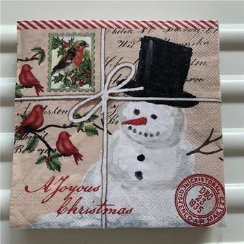 20 vintage Kalėdų vystyklų popieriaus, audinių Kalėdų Senelio elnių, sniego paukščių nosinė, dekupažas vestuvių, gimtadienio dekoras