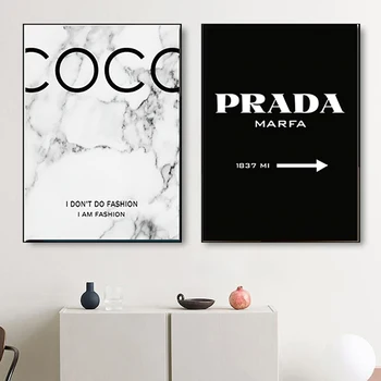 Mados Kokosų Kabučių, Plakatų ir grafikos Modernus Juodai Baltas Marmuras 