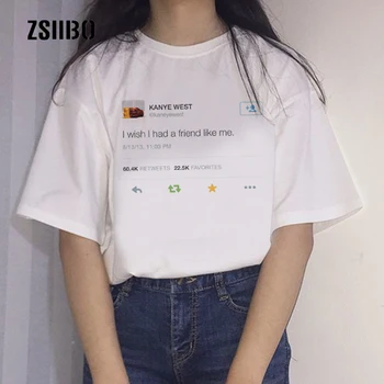 Linkiu aš turėjau draugą, kaip man vasaros mados atsitiktinis moterų Harajuku išspausdintas didelis dydis S-2XL laiškas juokingas Trumpas O-Kaklo marškinėliai
