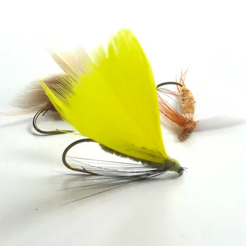 KKWEZVA 18pcs Žvejybos Masalas Sviestas skristi Vabzdžių, įvairių spalvų Lašišų Plaukioja, Upėtakis Vieną Sausa Musė Jaukų, Žvejybos Reikmenys