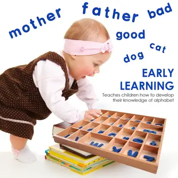 Vaikai Montessori Kalba, Žaislai, Mediniai Judantys Abėcėlė Ikimokyklinio Ankstyvasis Ugdymas Švietimo Žaislai