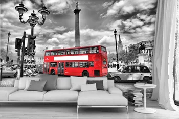 Namo Apdaila 3d freskos dizaino Londono gatvės meną, juodos ir baltos spalvos, TV foną, 3d stereoskopinis tapetai