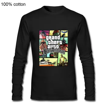 2019 Populiarių Žaidimų ilgomis Rankovėmis marškinėlius GTA San Andreas Komanda GRAND THEFT AUTO Tee Marškinėliai Vyrams, ilgomis Rankovėmis Vaizdo Žaidimas Unikalus Drabužių