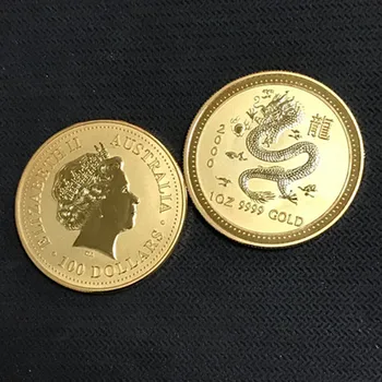 10 Vnt nemagnetiniai Australijos Kinų Drakonas Zodiako 2000 auksą, sidabrą, 1 OZ 34 mm Elizabeth kolekcines sourvenir gyvūnų Monetos