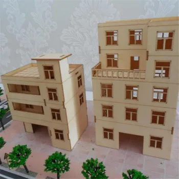 Rankų darbo Aukštų Medinė Vila Darbalaukio Smėlio Lentelė Namų Pastato Modelis Surinktas Namas Multi-style 