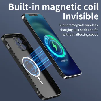 Prabangus Matinis Stiklas Magnetinės Atveju iPhone 12 Pro Max 12 Mini Magsafing Magnetas Sunku Atvejais