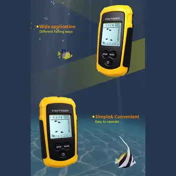 FF1108-1 Nešiojamų Echolotai Signalas Žuvų Ieškiklis Aido geresnį 0.7-100M Rele Jutiklių Gylis Finder #B3 Geltona