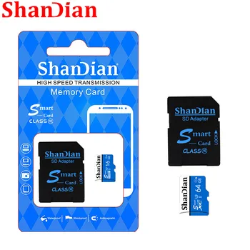 SHANDIAN Micro SD kortelės Class10 TF card16gb 32gb 64gb 8gb 80Mb/s atminties kortelę