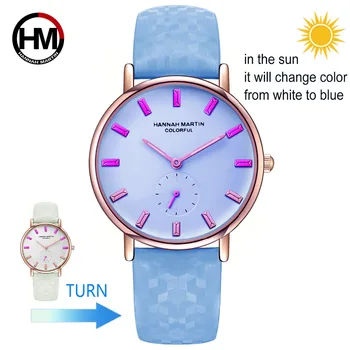 Hannah Martin 2018 Naujų Kūrybinių Moterų Laikrodžiai Spalva Keičiasi Žiūrėti Mados Ponios Kvarciniai Laikrodžiai Vandeniui Laikrodį Dovanų Dėžutėje