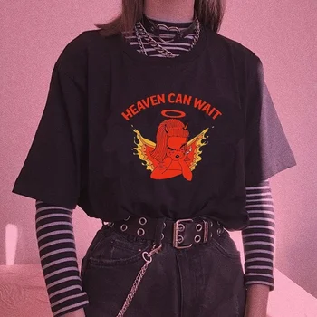 Moteris Tshirts DANGUS GALI PALAUKTI Laiško Spausdinimas Grafinis T Marškinėliai Atsitiktinis O Kaklo Angelas 