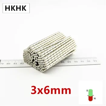 HKHK 500PCS Skersmens Magnetas 3x6 mm, 3mm magnetas encoder 3mm x 6mm stiprus magnetinis standartas 3x6 mm