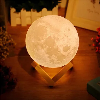 Įkraunamas LED Nakties Šviesos Touch, 3D Mėnulio Lempa, 2 Spalvų 3D Miegamojo Puošmena Gimtadienio Dovana 2020129