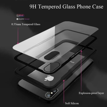 FLOVEME Grūdintas Stiklas Case For iPhone 12 12Pro Max Mini Pro 11 Max 7 8 Plius XR X XS Max Atveju Silikono Bamperis galinis Dangtelis Coque