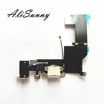 AliSunny 5vnt Įkrovimo lizdas Flex Cable for iPhone 5SE SE Įkroviklis USB Prievado Flex Kabelis Micphone Juostelės atsarginės Dalys