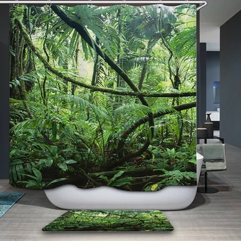 Nauja siunta Dušo Užuolaidos Šiaurės Gamtos, miškų tema Scenic Modelis, Dušo Užuolaidos Vandeniui Vonios kambarys Audinio Namų dekoro