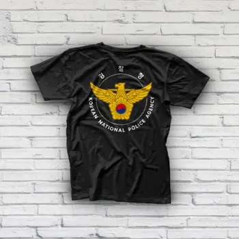 Knpa Naujų Korėjos Nacionalinės Policijos Agentūros Armijos Pietų Korėja Black Marškinėliai Double Side Karšto 2019 Mados Plonas Medvilnės Custom Tee Marškinėliai