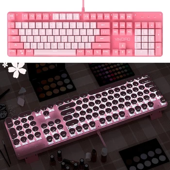 Pink Klaviatūros, Pelės Rinkiniai Punk Keycap Mechaninė Klaviatūra Laidinė Pelė Desktop Kompiuteris Pink klaviatūros mergina