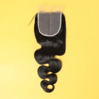 Brazilijos Kūno Banga Nėrinių Uždarymo Remy Human Hair Ryšulių 4*4 Siwss Nėriniai su Kūdikio Plaukų 130% Tankis Nėrinių Uždarymo Pratęsimo