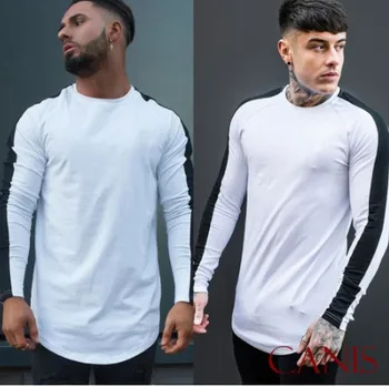 2021 m. Pavasarį Nauji vyriški Drabužiai Europoje Ir Amerikoje, vyriški Slim Asmenybės Spalvų Atitikimo Atsitiktinis Megztinis ilgomis Rankovėmis T-Shirt