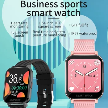1.54 Visą Touch Smart Žiūrėti Kūno Temperatūra Smartwatch Širdies Ritmo Fitness Tracker WhatsApp Priminimas Sporto Smart Watch Vyrai Moterys