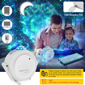 Spalvinga Žvaigždėtas Dangus Galaxy Projektoriaus Lempa Vaikų Miegamasis Star LED Nakties Šviesos USB Įkrovimo Projekcija Lempos Vaikų Dovanų