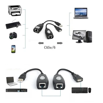 USB 2.0 Vyrų ir Moterų Cat6 Cat5 Cat5e 6 Rj45 LAN Ethernet Tinklo Extender Pratęsimo Kartotuvas Adapteris Keitiklis Kabelis