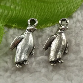200 vienetų antikvariniai sidabro pingvinas pakabukai 23x10mm #4195