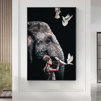 Spalvinga nykstančių Gyvūnų Plakatą, Drobė, tapyba už kambarį Tigras, Dramblys Orangutan Žirafa, Papūga Naftos Tapyba