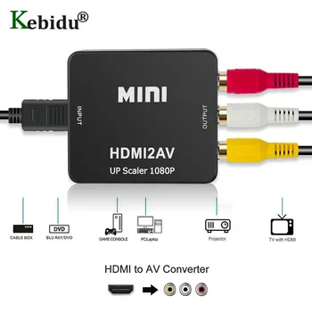 Kebidu 2AV 1080P HDMI Adapteris-suderinama Su AV CVSB L/R-RCA Konverteris HD Vaizdo Langą Parama NTSC PAL Išėjimo Standarto Sąsaja
