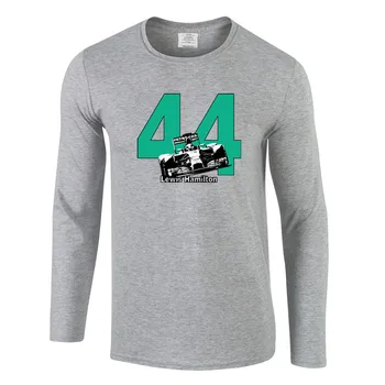Juokinga Hamiltonas 44 F1 bolidą Marškinėliai vyriški Plius Dydis O-Kaklo marškinėliai Mados Streetwear Hip-Hop ilgomis rankovėmis Viršūnes Tees