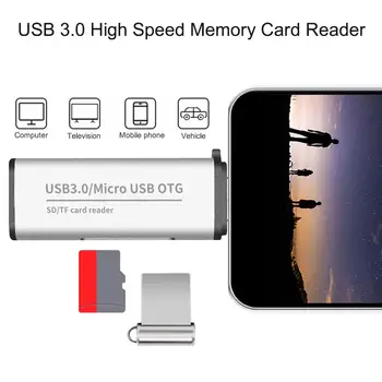 USB 3.0 Didelio Greičio TF, SD Atminties Kortelių Skaitytuvą, SDHC SDXC MMC OTG Android Adapteris, Cardreader Micro SD/TF PLG MS 