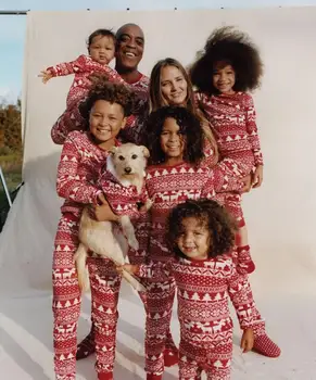 Naujas Kalėdinis Drabužių Raudona grotelės Spausdinti Tėvų-Vaikų Kostiumas ilgomis Rankovėmis Apvalios Kaklo Prarasti Sleepwear Dviejų dalių Šeimos Pižama Rinkiniai