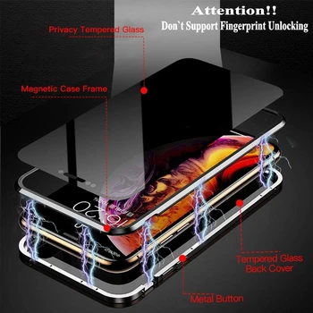 Privatumo Magnetinio Atveju, Samsung Galaxy S10 S8 S9 10 Pastaba Plus Pastaba 9 8 S20 Anti-Peeping Dvigubo Grūdinto Stiklo Metalo Bamperis