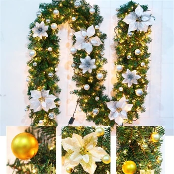 Kalėdų Durys Pušies Kalėdų Medžio LED Šviesos Girlianda Rotango Šviesos Vainikas Židinio, Židinių, Laiptų Sienos Lempos Kalėdų Dekoracijos