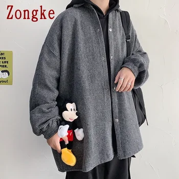 Zongke Velvetas Streetwear Striukė Vyrams 2021 Japonijos Streetwear Vyrų Žiemos Striukė Vyriškos Striukės Ir Paltai M-2XL