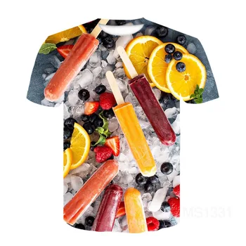 Naujas gėrimas 3D atspausdintas vyriški marškiniai, moteriškos orange cukraus šiaudų, pop, hip-hop rankovės trumpos roko, Hipių T-shirt